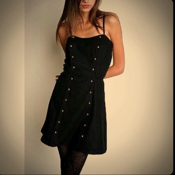 Urban Outfitters Dresses & Skirts - Samantha Pleet Navy Skater Dress w/Gold Buttons